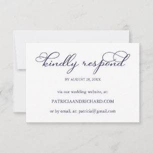 Elegant marinblå script online-RSVP-kort för bröll OSA Kort