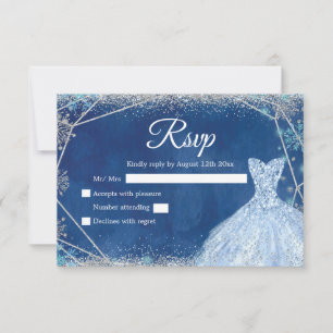 Elegant marinblå silver vinter Quinceañera OSA Kort