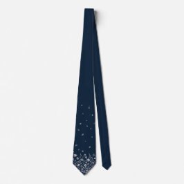 Elegant marinblå slips med vita blomaccent