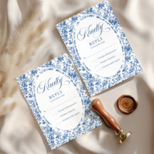 Elegant marinblå Toile Rosor Bröllop RSVP-kort