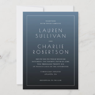 Elegant marinblå typografi inbjudningar