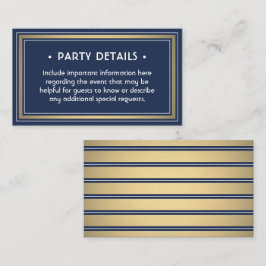 Elegant marinblå, vit och guld falsk folie detalje tilläggskort