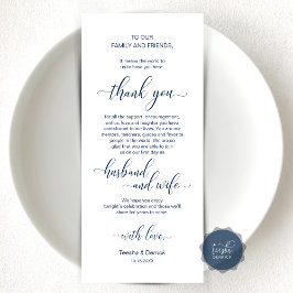 Elegant, marinblått, Ställe-inställning - tackkort Program