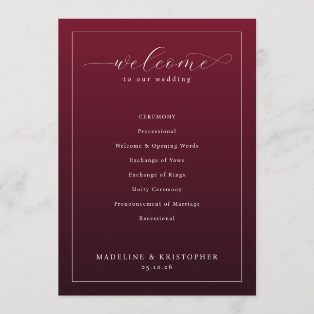 Elegant Marinbröllopsprogram Program (Framsida)