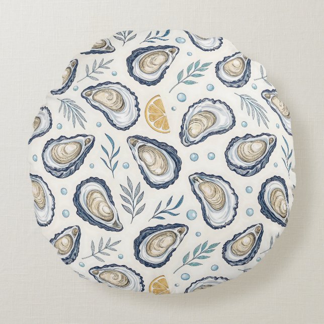Elegant Marine Oysters Rund Kudde (Framsidan)