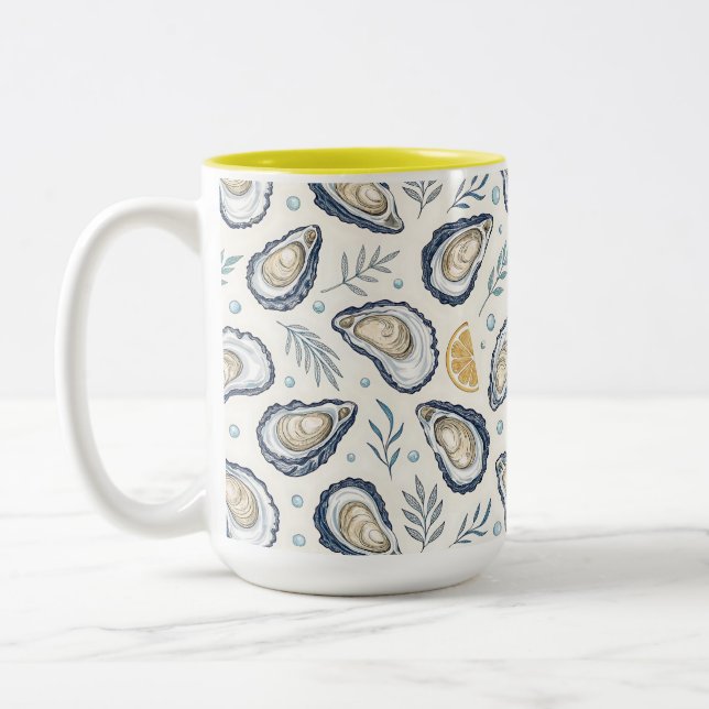 Elegant Marine Oysters Två-Tonad Mugg (Vänster)
