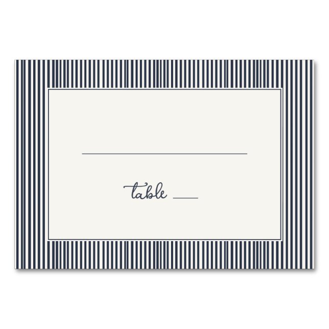 Elegant Marinrandig Minimalistisk Bordsnummer (Framsidan)