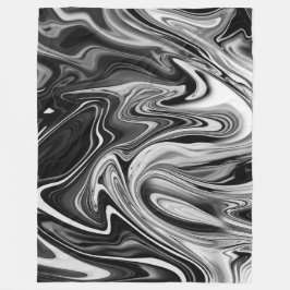 Elegant marmor 7 - svartvit flytande fleecefilt