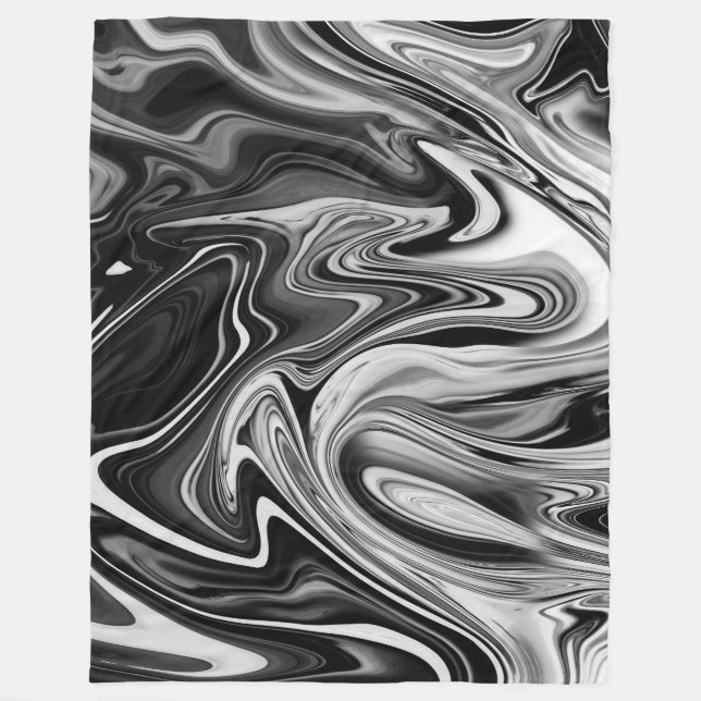 Elegant marmor 7 - svartvit flytande fleecefilt (Framsidan)