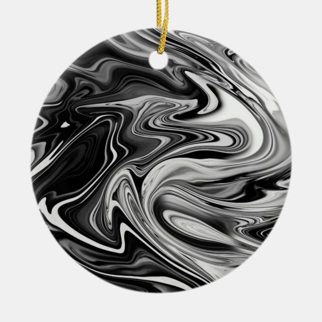 Elegant marmor 7 - svartvit flytande julgransprydnad keramik (Framsidan)