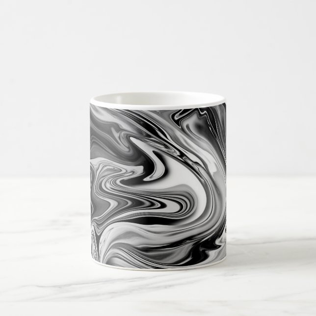 Elegant marmor 7 - svartvit flytande kaffemugg (Center)