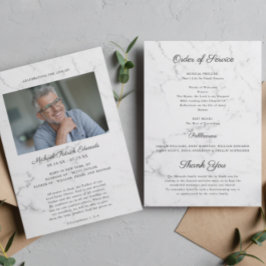 Elegant Marmor | Begravningsminnesprogram med Foto Inbjudningar