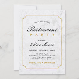 Elegant marmor & guld | Överraskningsavskedsparty Inbjudningar