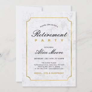 Elegant marmor & guld Överraskningsavskedsparty Inbjudningar