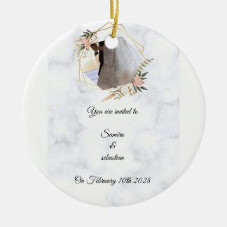 Elegant marmor guldbi Wedding Inbjudan  Julgransprydnad Keramik