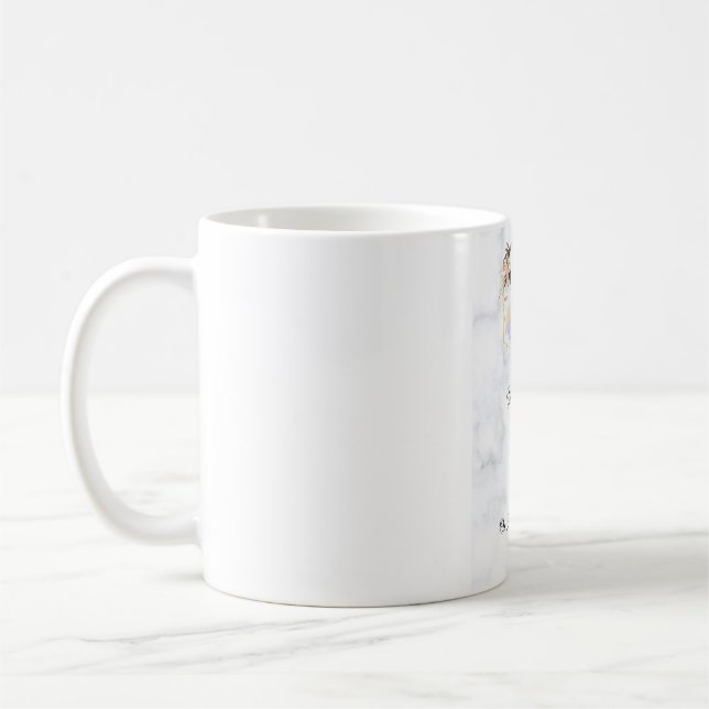Elegant marmor guldblommig bröllopsinbjudan  kaffemugg (Vänster)