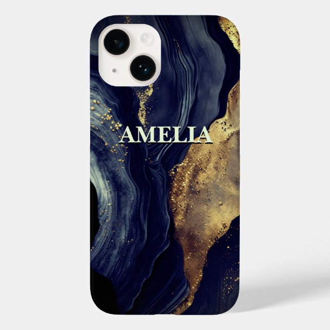 Elegant marmor konst faux guld glitter (Baksida)