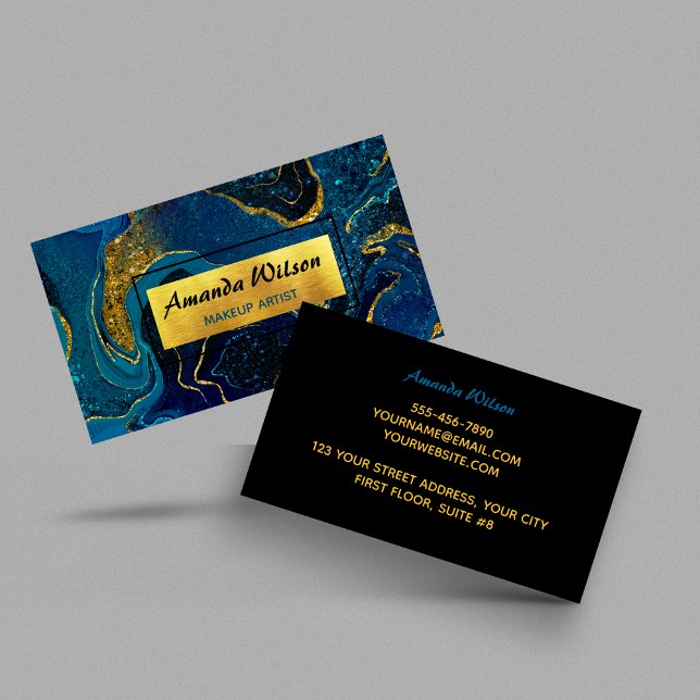 Elegant marmor konst faux guld glitter visitkort (Skapare uppladdad)