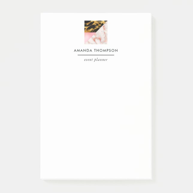 Elegant marmor och folie geometrisk post-it block (Framsida)