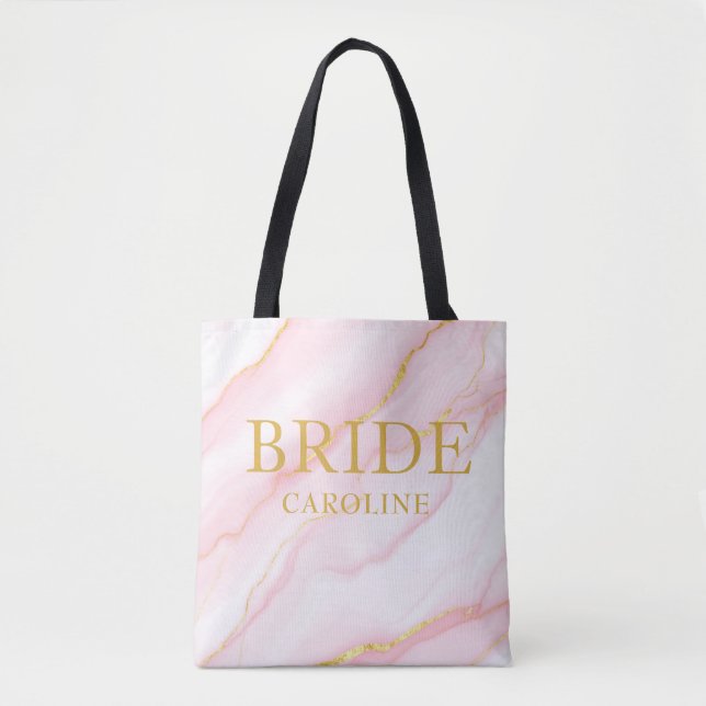 Elegant marmor och guld brud anpassat namn tygkasse (Framsida)