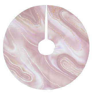 Elegant marmor: ro guld struktur julgransmatta borstad polyester