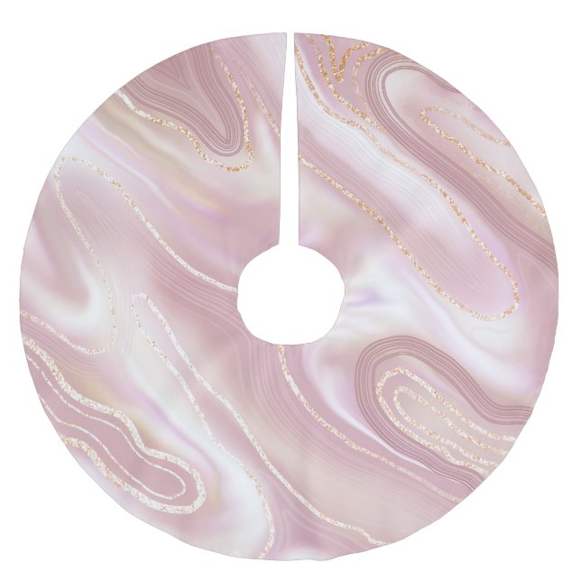 Elegant marmor: ro guld struktur julgransmatta borstad polyester (Framsidan)