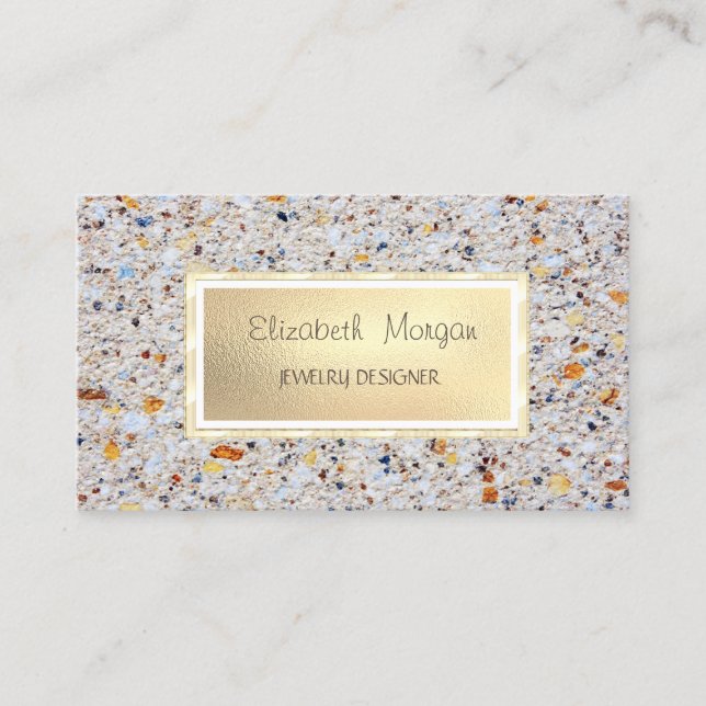 Elegant Marmor,Sten  Guld Ram Smycken Designer Visitkort (Framsida)