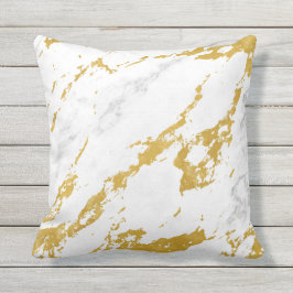 Elegant Marmor stil6 - Guld och Vitt Kudde