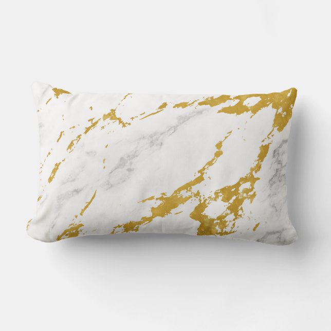 Elegant marmor style6 - guld och vit lumbarkudde (Framsida)