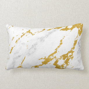 Elegant marmor style6 - guld och vit lumbarkudde