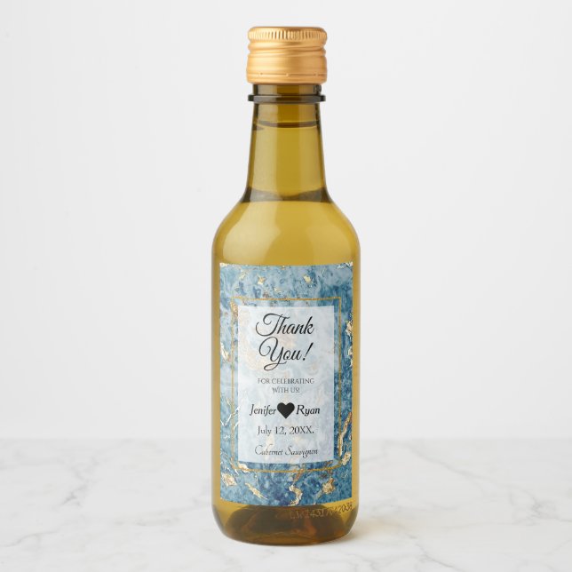 Elegant marmor Tack Mini Vin Flaska-etikett Vinetikett (Framsida)