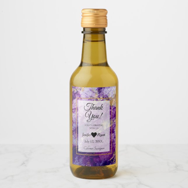 Elegant marmor Tack Mini Vin Flaska-etikett Vinetikett (Framsida)