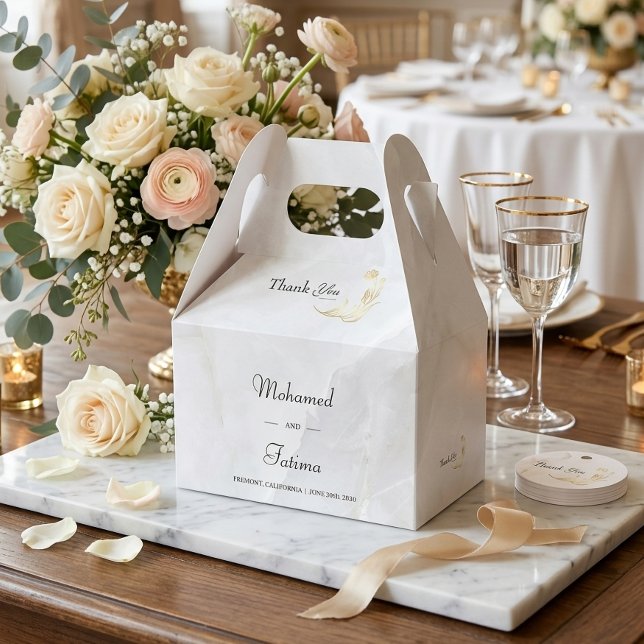 Elegant marmorbröllopsgåva i låda presentaskar (Skapare uppladdad)