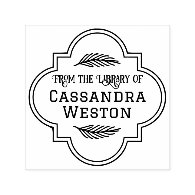 Elegant marockansk quatrefoil Ram Bibliotek Bok Nm Självfärgande Stämpel (Design)