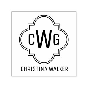 Elegant Marocko Quatrefoil 3 Namn Självfärgande Stämpel