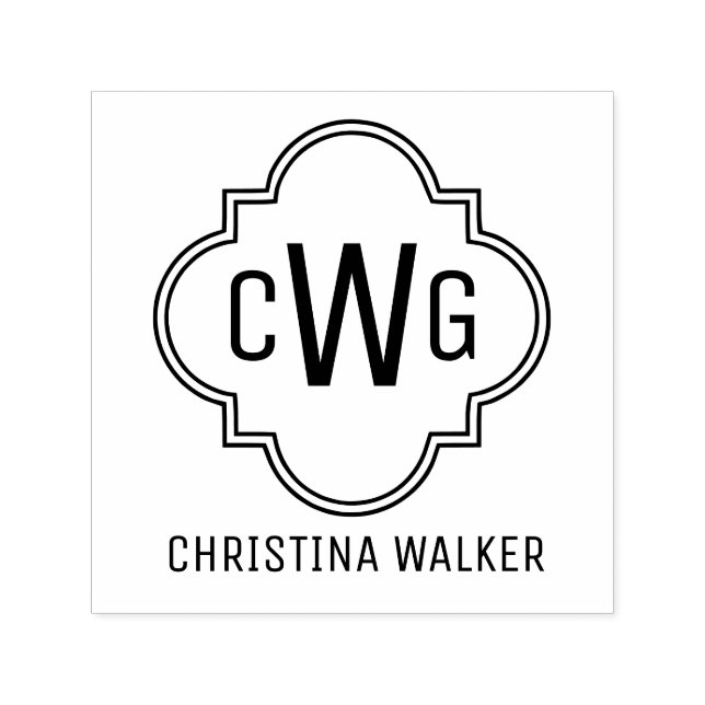 Elegant Marocko Quatrefoil 3 Namn Självfärgande Stämpel (Design)