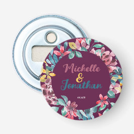 Elegant maronfärgad vattenfärgsfärg blommigt bröll flasköppnare