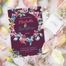 Elegant maronfärgad vattenfärgsfärg blommigt bröll