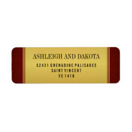 Elegant Maroon Bröllop Collection & Guld Overlay Returadress Etikett
