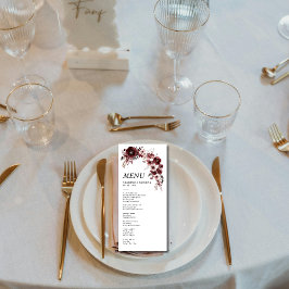 Elegant Maroon Burgundy Bröllop Meny