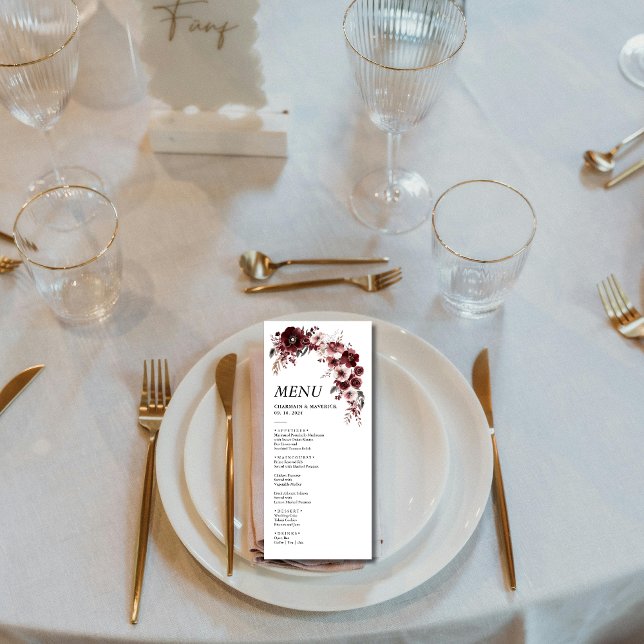Elegant Maroon Burgundy Bröllop Meny (Skapare uppladdad)