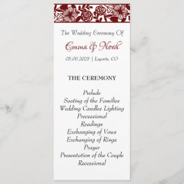 Elegant Maroon-Burgundy Bröllop-plattprogram Program