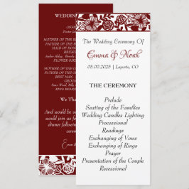 Elegant Maroon-Burgundy Bröllop-plattprogram Program