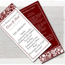 Elegant Maroon-Burgundy Bröllop-plattprogram Program