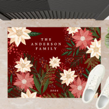 Elegant Maroon Family Namn Poinsettia jul