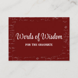 Elegant Maroon Graduate Words of Wisdom Advice Tilläggskort