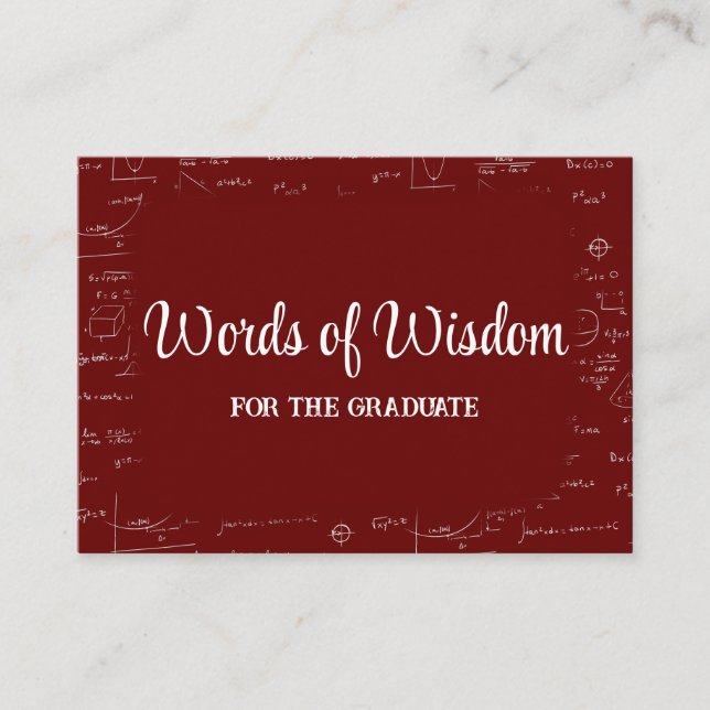 Elegant Maroon Graduate Words of Wisdom Advice Tilläggskort (Framsida)