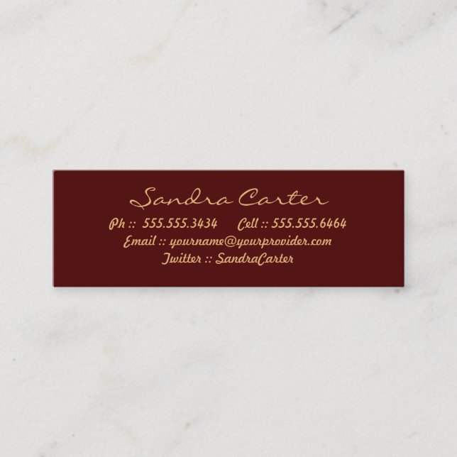 Elegant Maroon & Guld Flourish Contact Card (Framsida)
