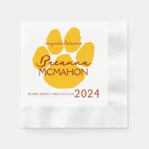Elegant Maroon & Guld Studenten Pawprint Papper Pappersservett