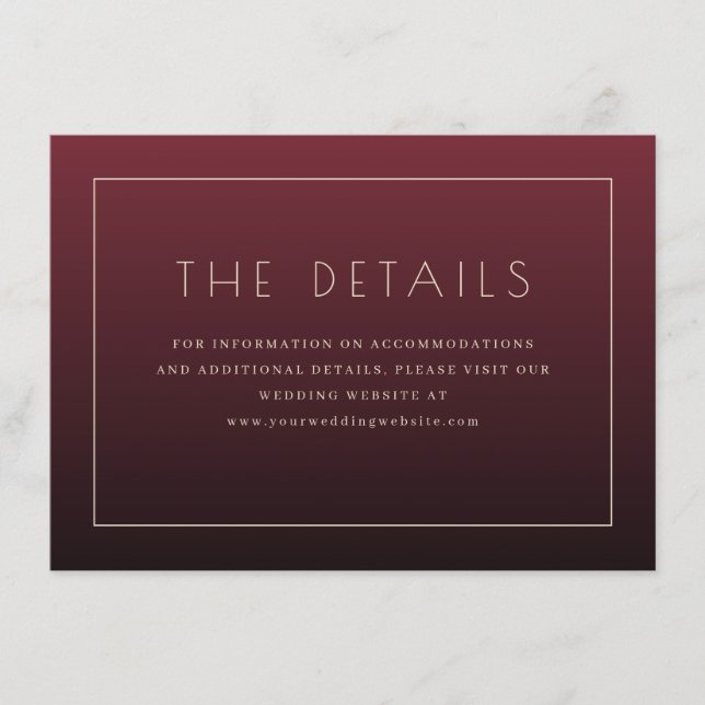 Elegant Maroon Minimalist Invitation Tilläggskort (Framsida)